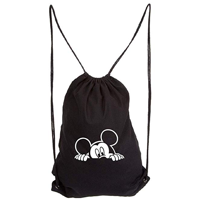 Mickey Mouse Peeking Eco-Friendly Reusable Cotton Canvas Draw String Bag