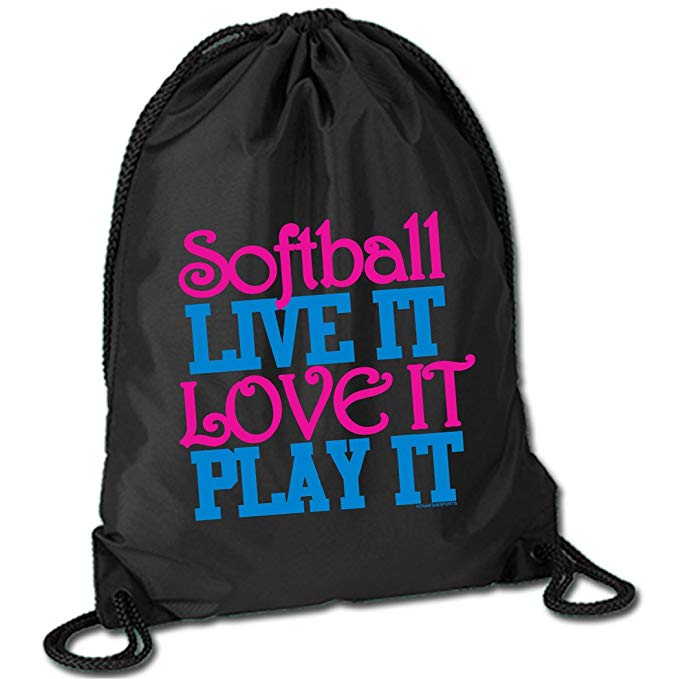 Softball Live It Love It Play It Cinch Sack | Softball Bags by ChalkTalkSPORTS | Multiple Colors