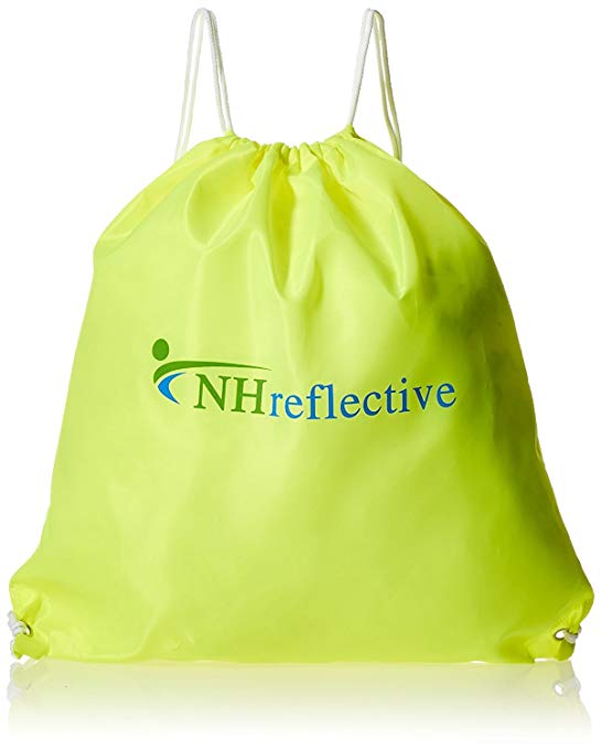 NHreflective High Visibility String Backpack - Neon Yellow Drawstring Tote Bag