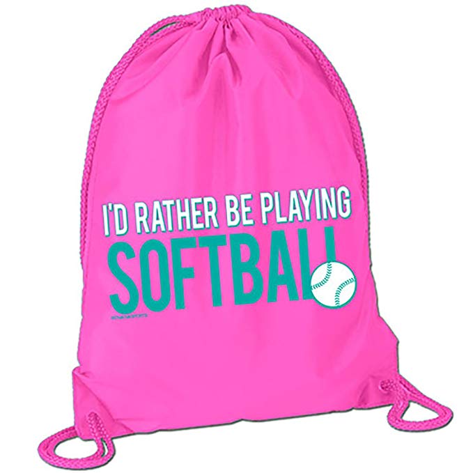 I'd Rather Be Playing Softball Sport Pack Cinch Sack | Softball Bags by ChalkTalkSPORTS | Multiple Colors