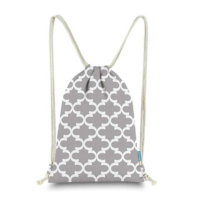 Miomao Drawstring Backpack Bag Quatrefoil Gym Sack Pack Geometric Sinch Sack Sport String Bag With Pocket Christams Gift Beach Bag 13 X 18 Inches Gray