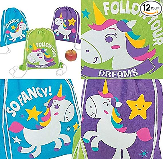 UNICORN Party drawstring backpacks tote bags - Set of 12