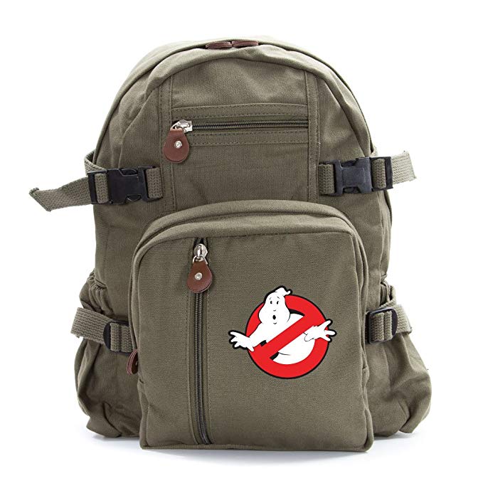 Ghostbusters Logo Army Sport Heavyweight Canvas Backpack Bag