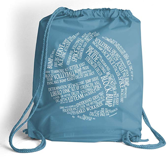 ChalkTalkSPORTS Volleyball Words Cinch Sack | Volleyball Bags by Multiple Colors