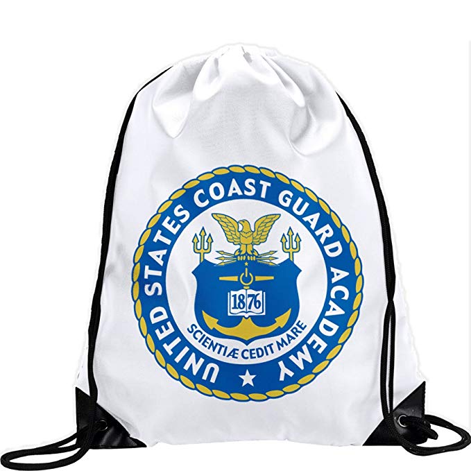 Express It Best Large Drawstring Bag with US Coast Guard Academy (USCGA), seal - Long lasting vibrant image
