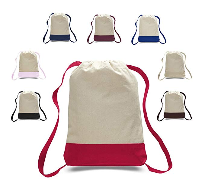Pack of 12 - Durable Canvas Backpack Bags with Adjustable Shoulder Straps