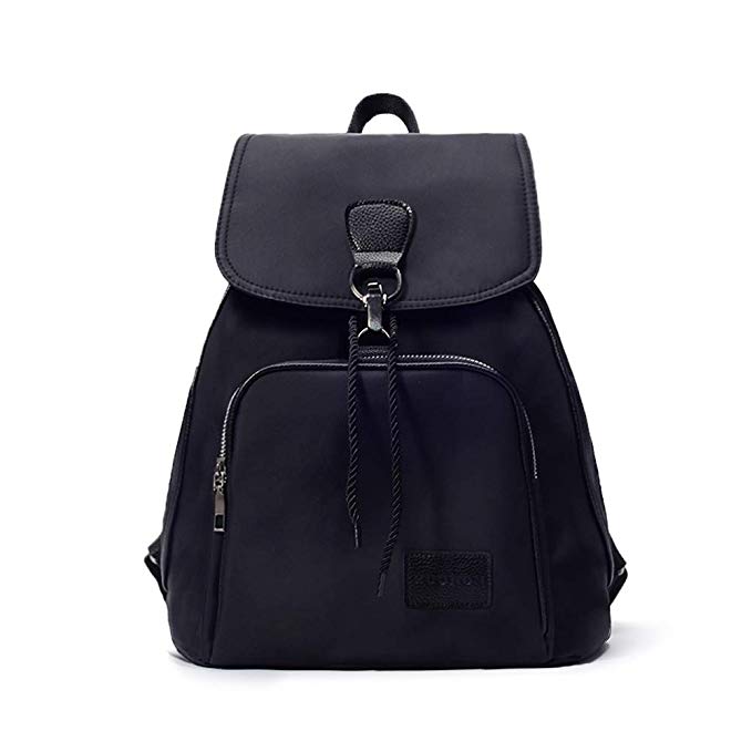 ZOORON Waterproof Drawstring Vintage Backpack Purse Rucksack With Adjustable Straps (Black-2)