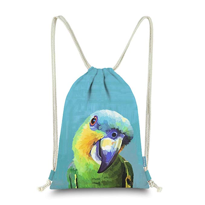 Miomao Drawstring Backpack Cute Parrot String Bag Bird Cinch Sack Animal Sinch Sack Sport Gym Sack Pack For Girl Boy Teen Kids 13 X 18 Inches Buffon's Macaw