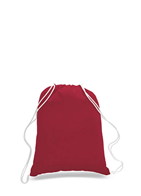 SET OF 12-100% Percent Cotton Gym Drawstring Backpacks Bags