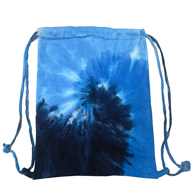 Colortone Tie Dye Sports Drawstring Tote Bag (One Size) (Blue Ocean)