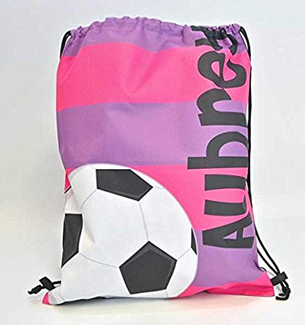 Tin Tree Gifts Customized Drawstring Backpack Pink Soccer Personalized Backpack