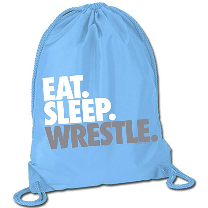ChalkTalkSPORTS Eat Sleep Wrestle (Stack) Cinch Sack | Wrestling Bags by Multiple Colors