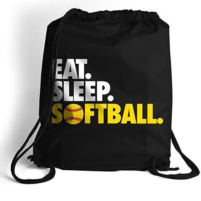 Eat. Sleep. Softball. Cinch Sack | Softball Bags by ChalkTalkSPORTS | Multiple Colors