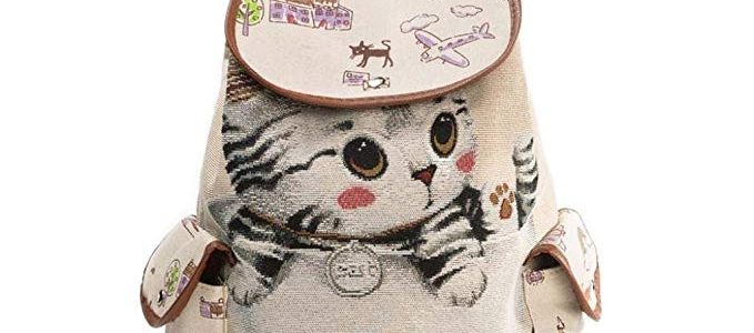 ChainSee Cute Cat Canvas Drawstring Backpack Rucksack Travel Bag for Women Girl Review