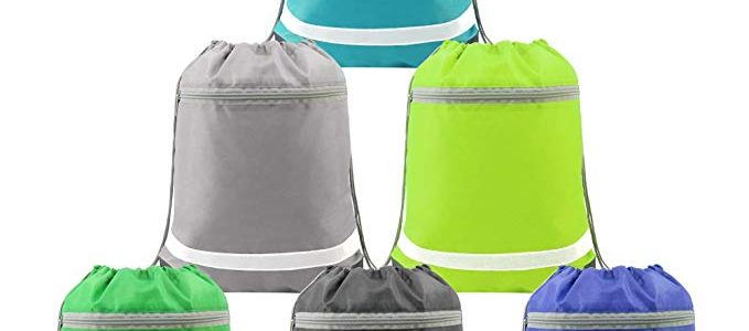Drawstring Backpack Bags Bulk with Pocket, Cheap Gym Sacks Reflective Cinch Bags Sackpack 6 Pack Review