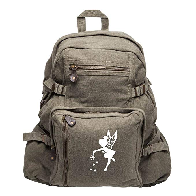 Tinker Bell Fairy Peter Pan Army Sport Heavyweight Canvas Backpack Bag