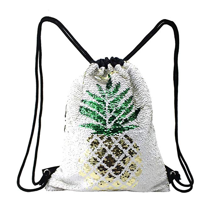 Fandicto Mermaid Sequin Drawstring Bags Unicorn Pineapple Bags for Girls Party Supplies