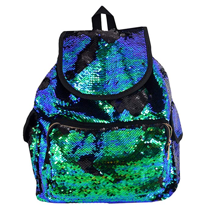 Orfila Fashion Sequin Backpack Glitter Travel Shoulder Bag Casual Daypack Drawstring School Bag