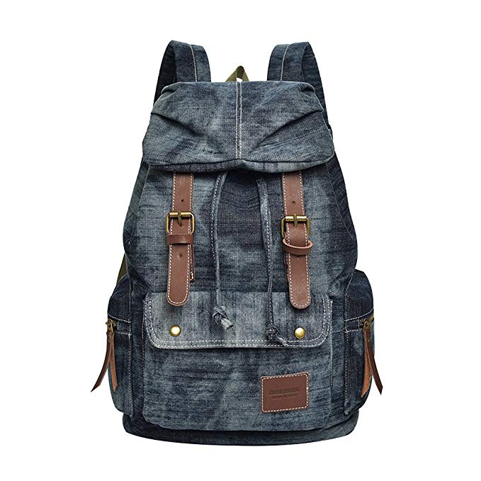 Vbiger Vintage Canvas Backpack Casual Shoulder Bag Large Capacity Rucksack for Men and Women