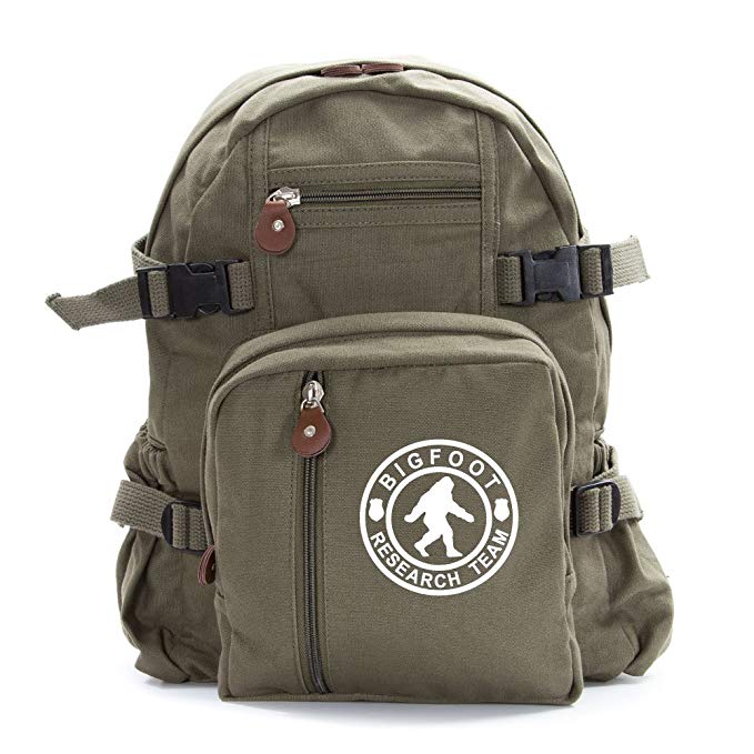 Bigfoot Research Team Army Sport Heavyweight Canvas Backpack Bag