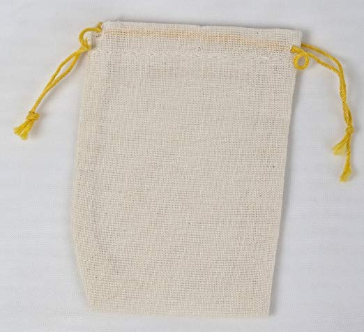 Made in the USA mini cotton double drawstring bags (Yellow drawstring)
