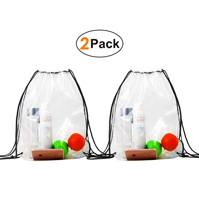 Clear-Stadium-Bag-Drawstring-Backpacks 2 Pack Clear Bag Pack Drawstring Bags Backpacks for Football Games