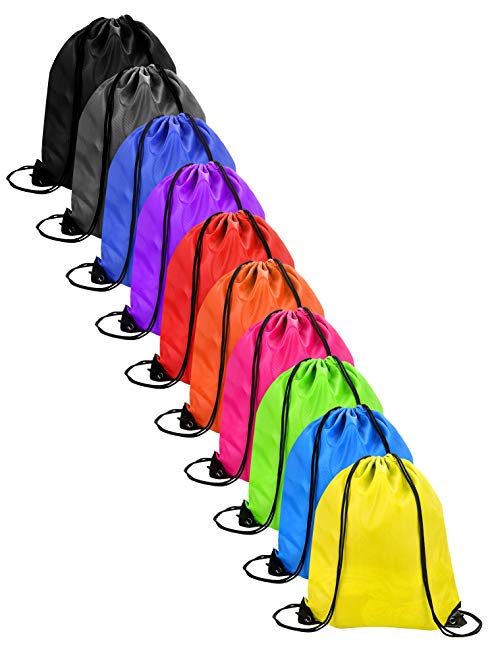 Shappy 10 Pieces Drawstring Bag Sack Pack Cinch Tote Kids Adults Storage Bag for Gym Traveling (Multicolored)