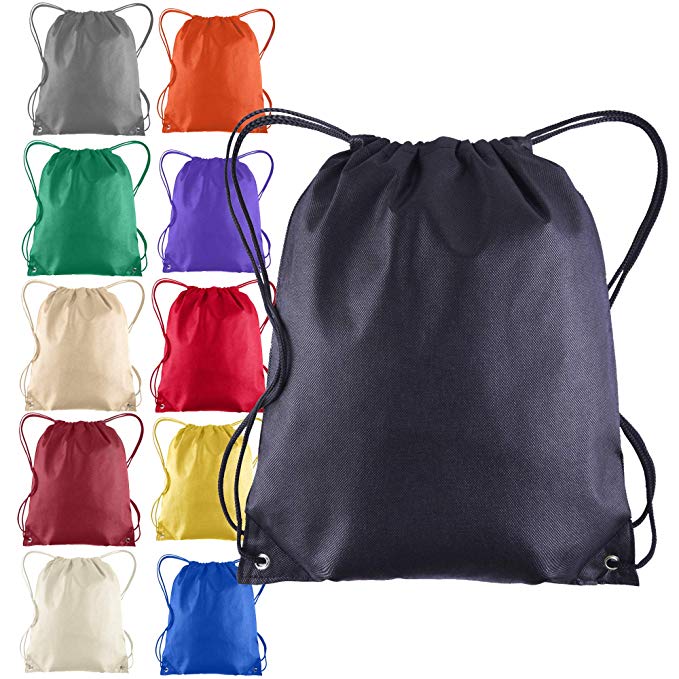 Pack of 25 - Non-Woven Promotional Drawstring Bags - Drawstring Backpack in BULK - String Backpack - String Bag - Drawstring Tote Bag - Cinch Bag - 13.5